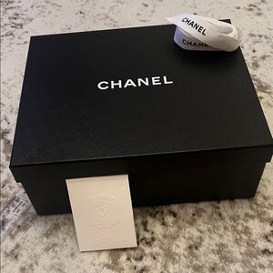 Chanel Black Box with White Ribbon and Card